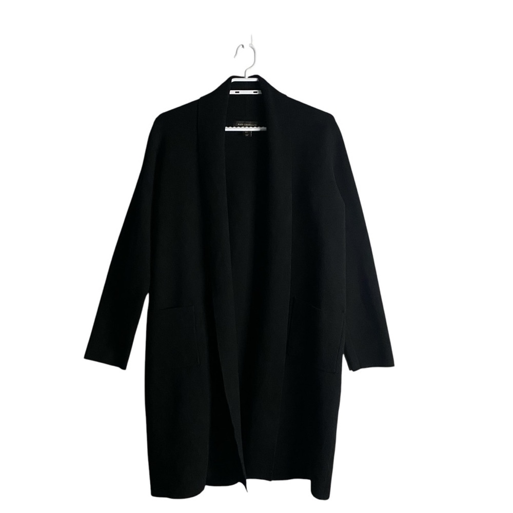 Paul Costelloe Women's Black Cozy Knit Open Front Sweater Cardigan